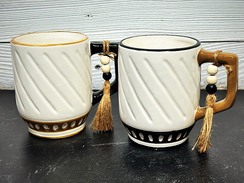 Ceramic Beaded Tassel Mug