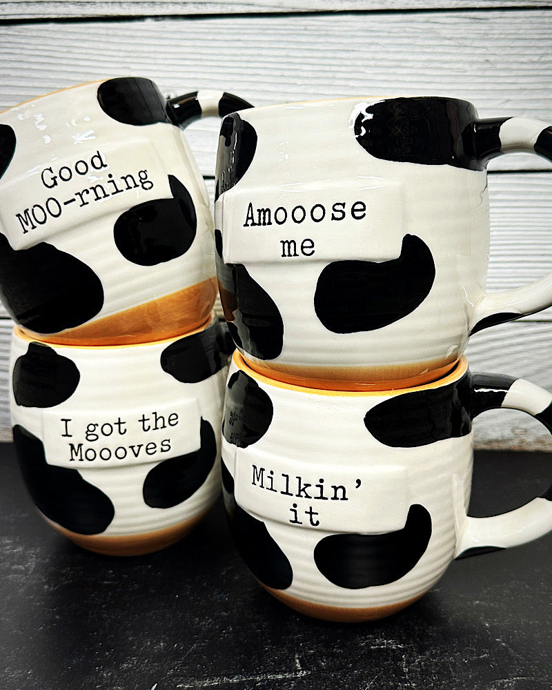 Ceramic Cow Print Mugs