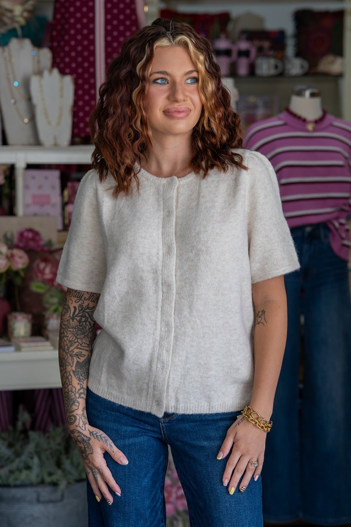 Megan Oatmeal Cardigan