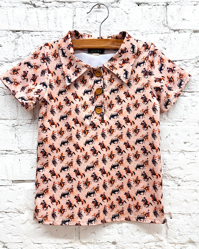Roping Bulls Boy Collar Shirt