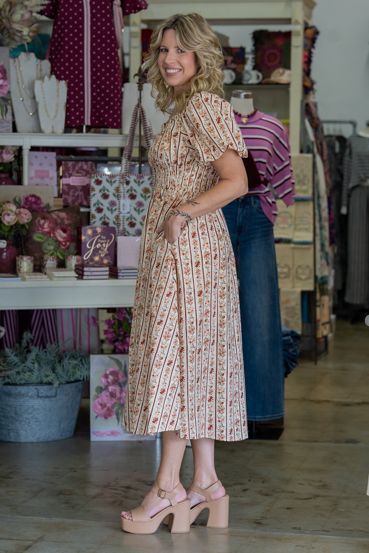 Rust + Roses Floral Dress