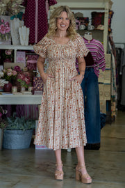 Rust + Roses Floral Dress