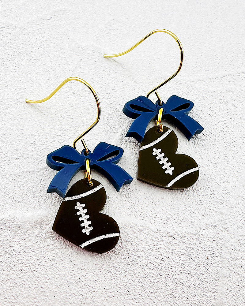 Navy Football Love Earrings