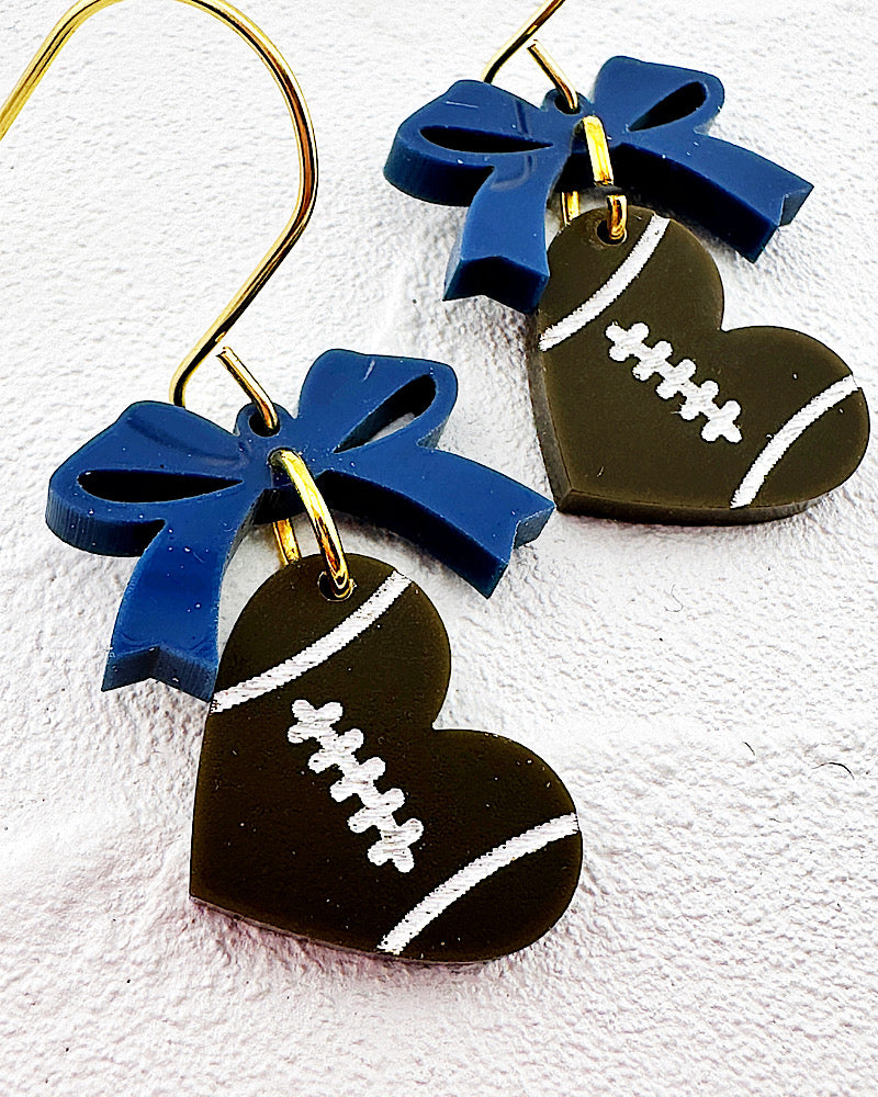 Navy Football Love Earrings