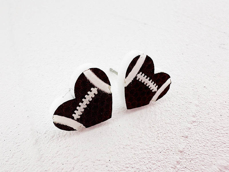 Football Heart Studs