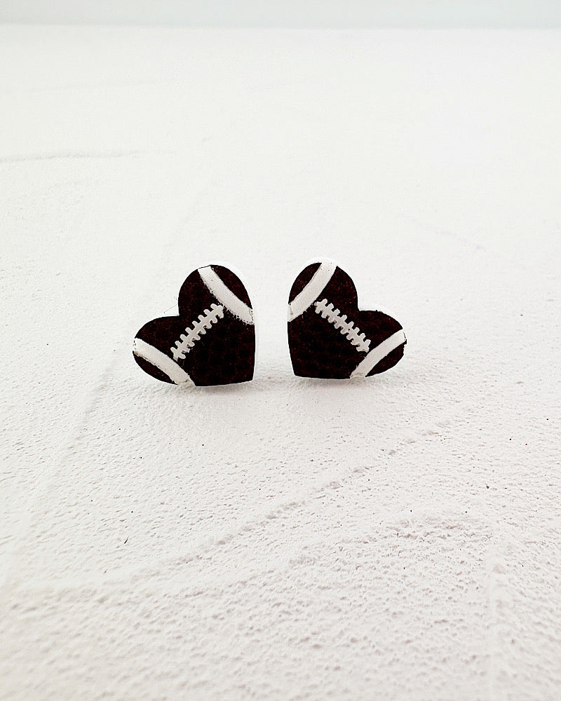 Football Heart Studs