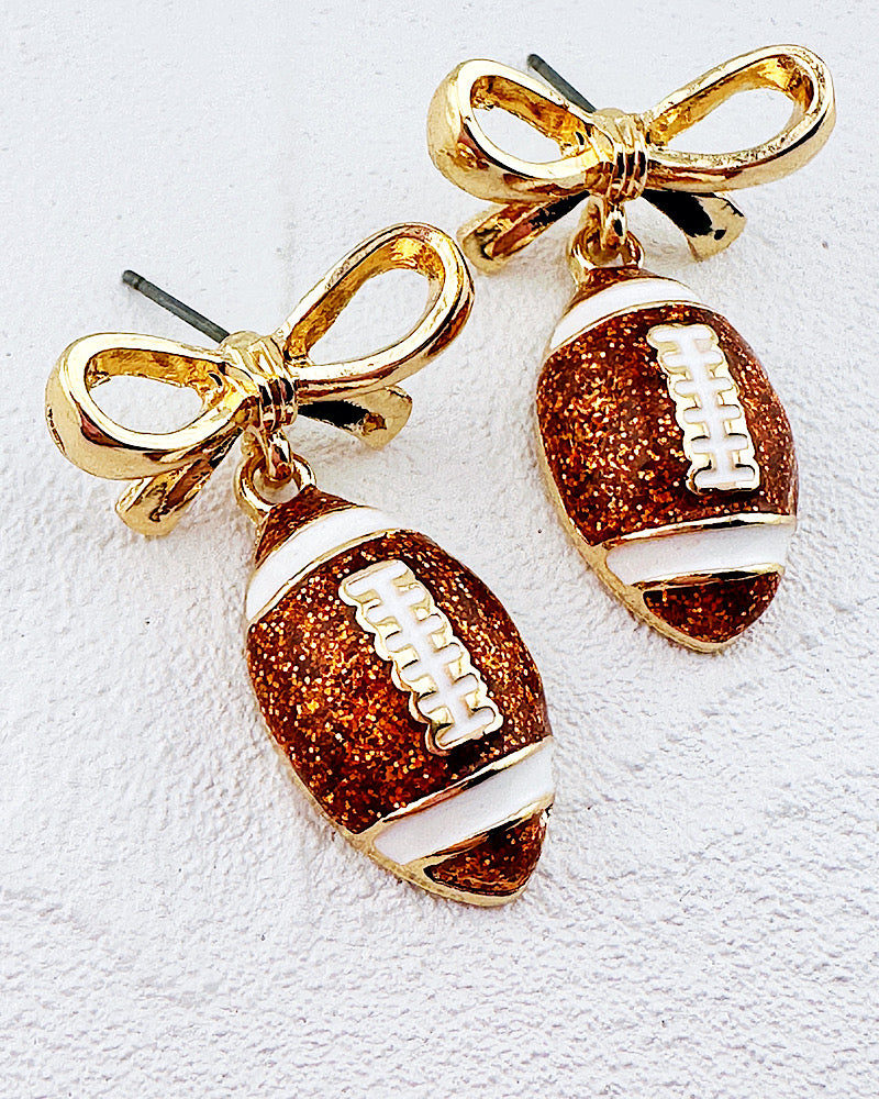 Footballs & Bows Earrings