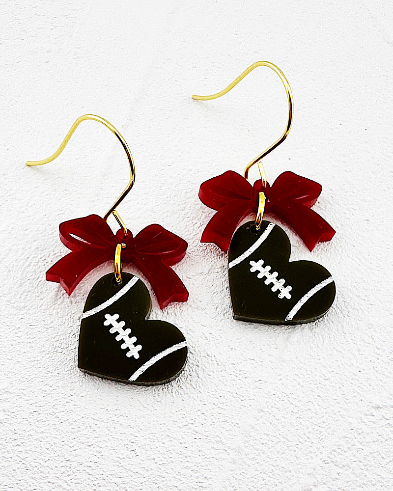 Maroon Football Love Earrings
