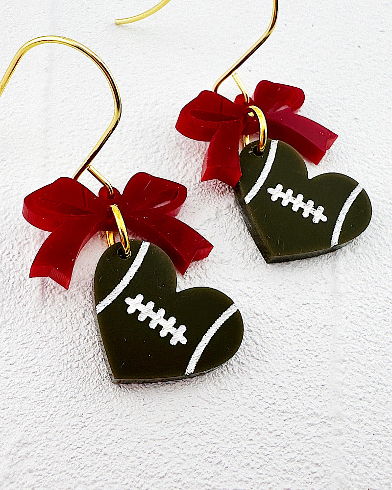 Maroon Football Love Earrings