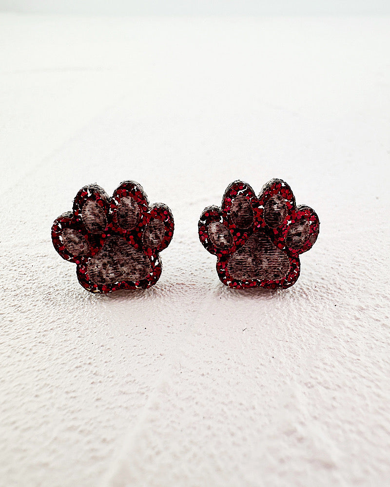 Maroon Spirit Paw Studs