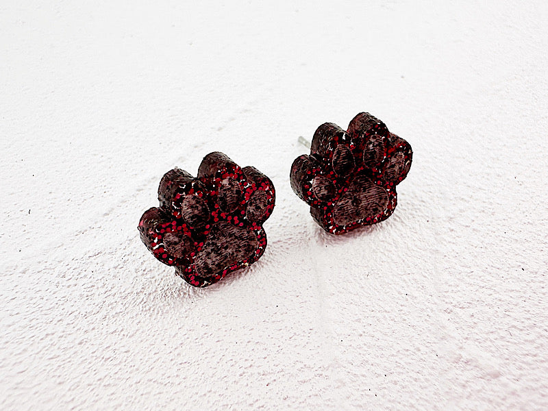 Maroon Spirit Paw Studs