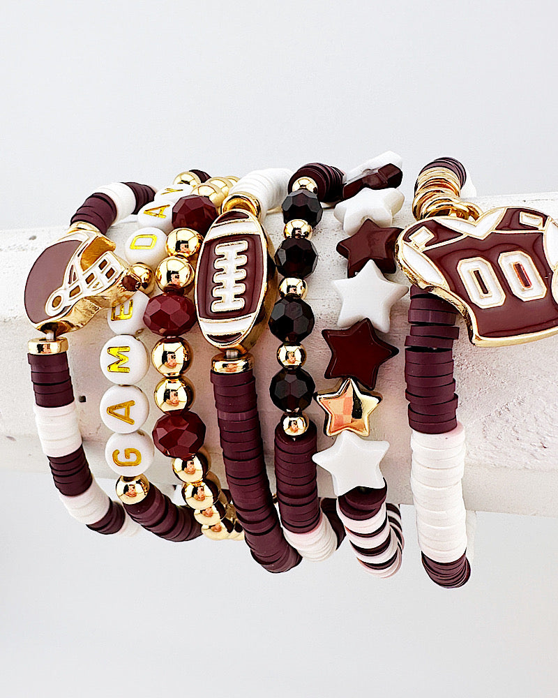 Maroon Gameday 7pc Bracelet Stack