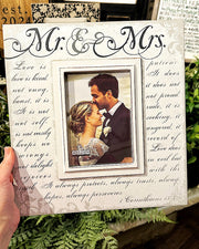 Mr & Mrs Script 5X7 Picture Frame