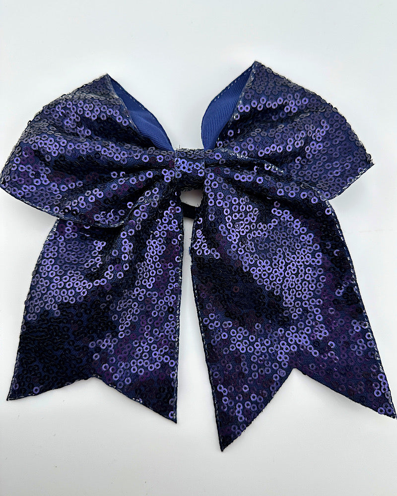 Navy Sequin Cheer Bow