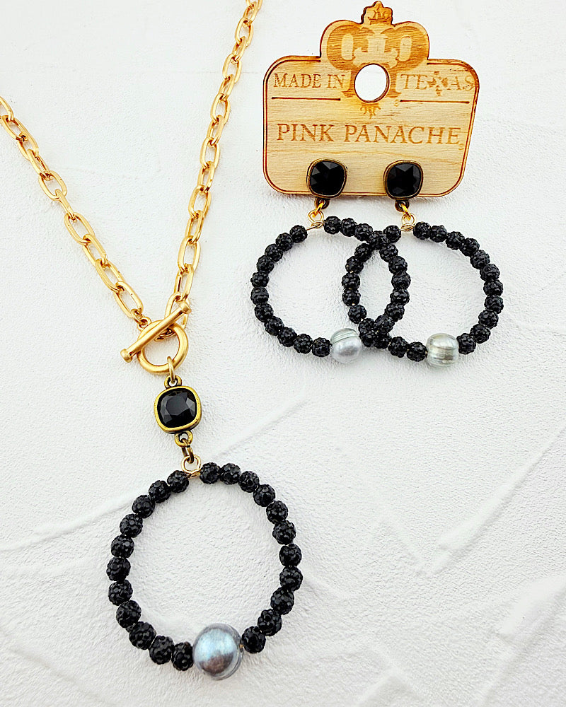 Pearlfection Black Earrings