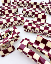 Maroon Checker Hair Clip