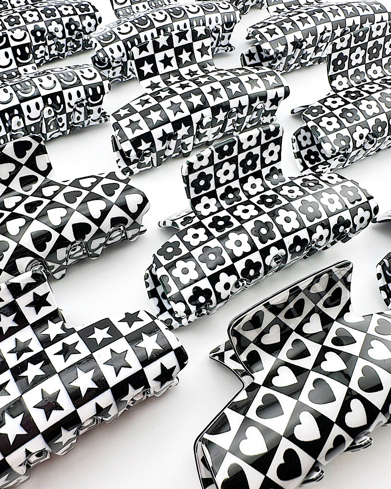Retro Checkered Hair Clip