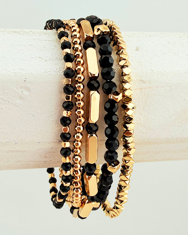 Dazzle Me 5pc Bracelet Stack - Black