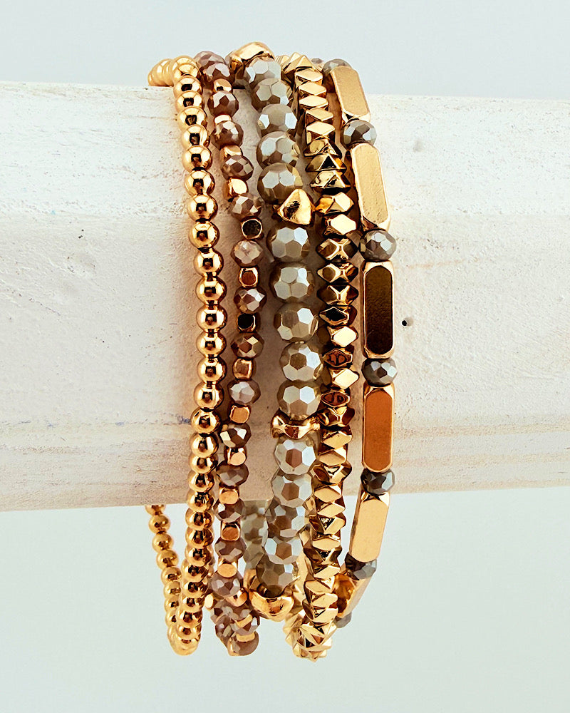 Dazzle Me 5pc Bracelet Stack - Taupe
