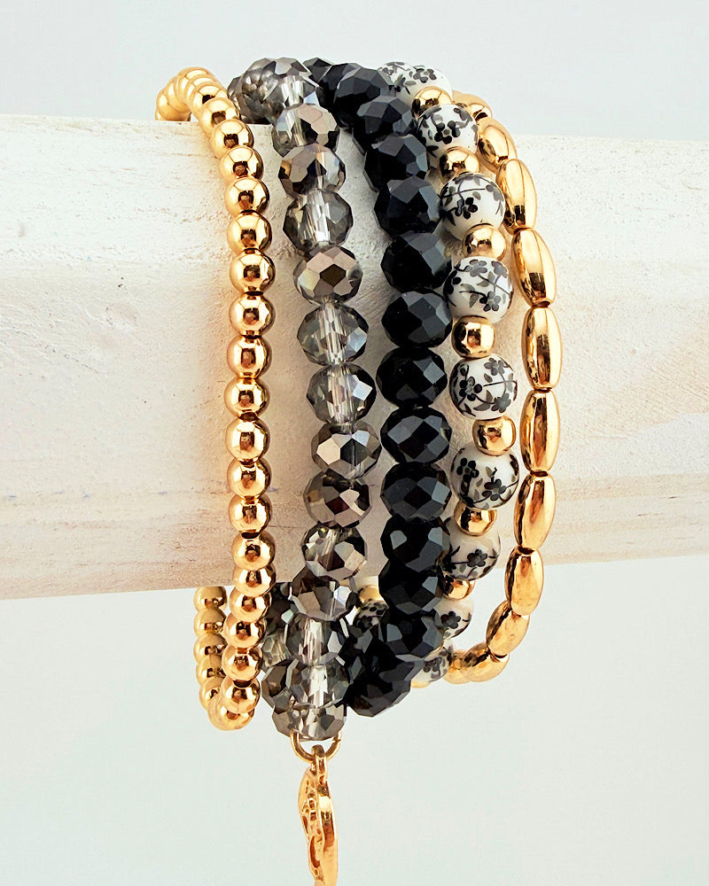 Rosie 5pc Bracelet Stack - Black