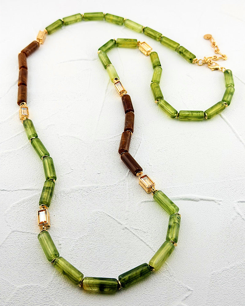 Moss & Mahogany Long Necklace