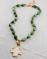 Olive Aura Cross Necklace