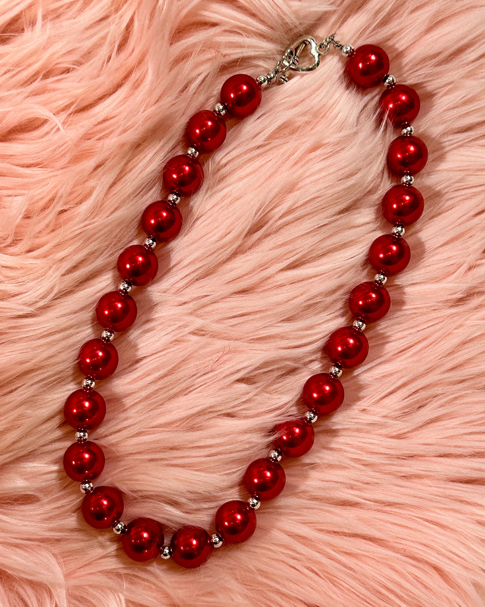 Red Chunky Beaded Necklace