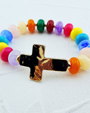 Riley Rainbow Cross Bracelet