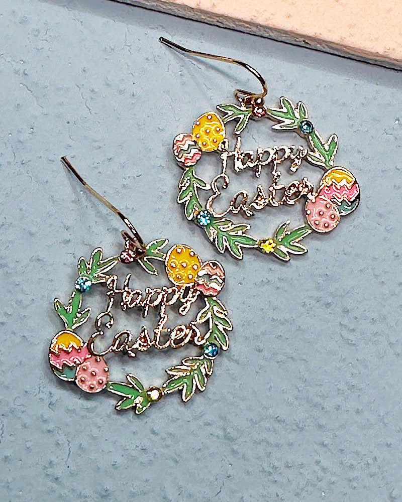 Happy Easter Wreath Earrings