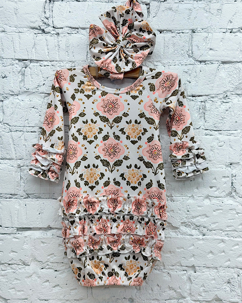 Blush Floral Gown Set