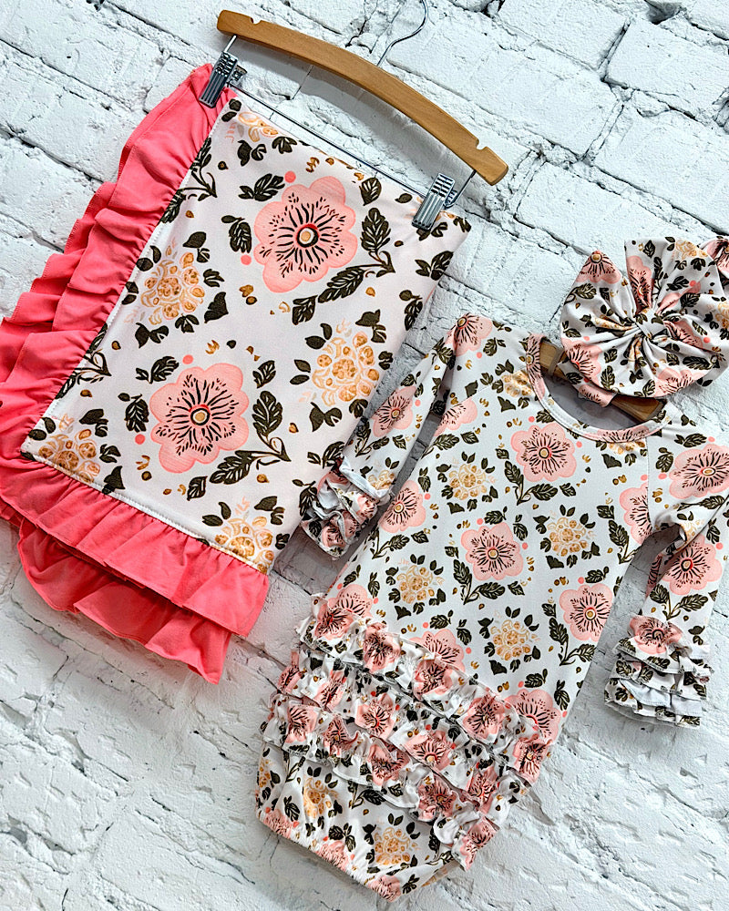 Blush Floral Minky Blanket