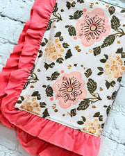 Blush Floral Minky Blanket