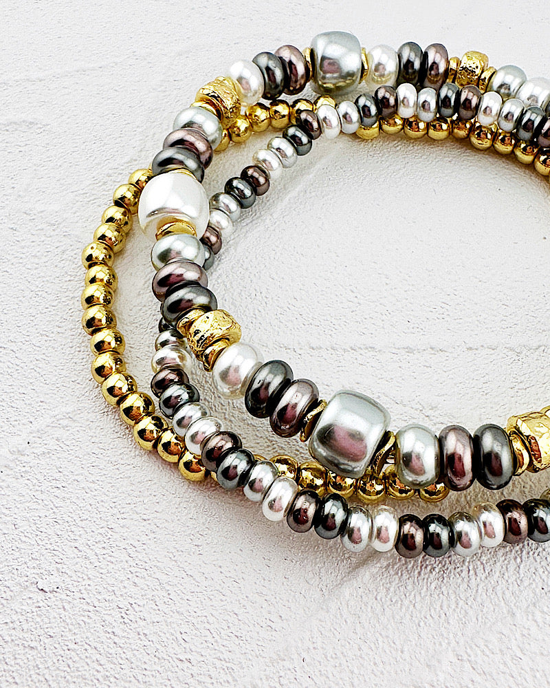 Gwen 3pc Pearl Bracelet Stack