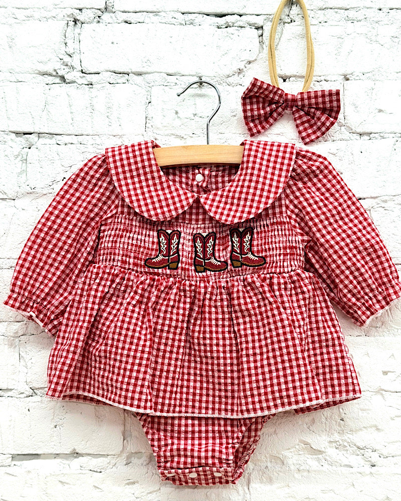 Boot Scootin' Skirted Onesie & Headband