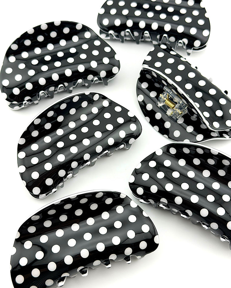 Polka Dot Hair Clip - Black/White