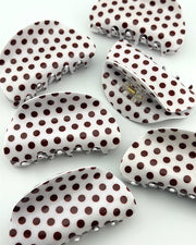 Polka Dot Hair Clip - White/Maroon