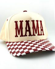 MAMA Maroon Check Trucker Hat
