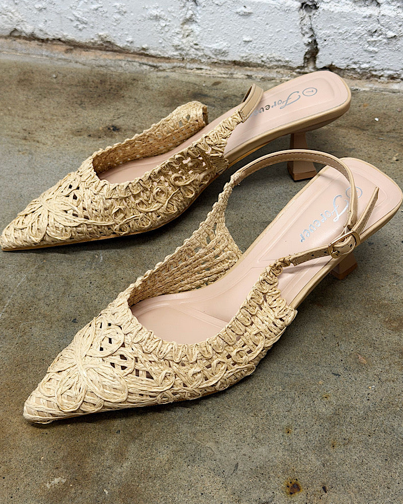 Nancy Raffia Kitten Heels