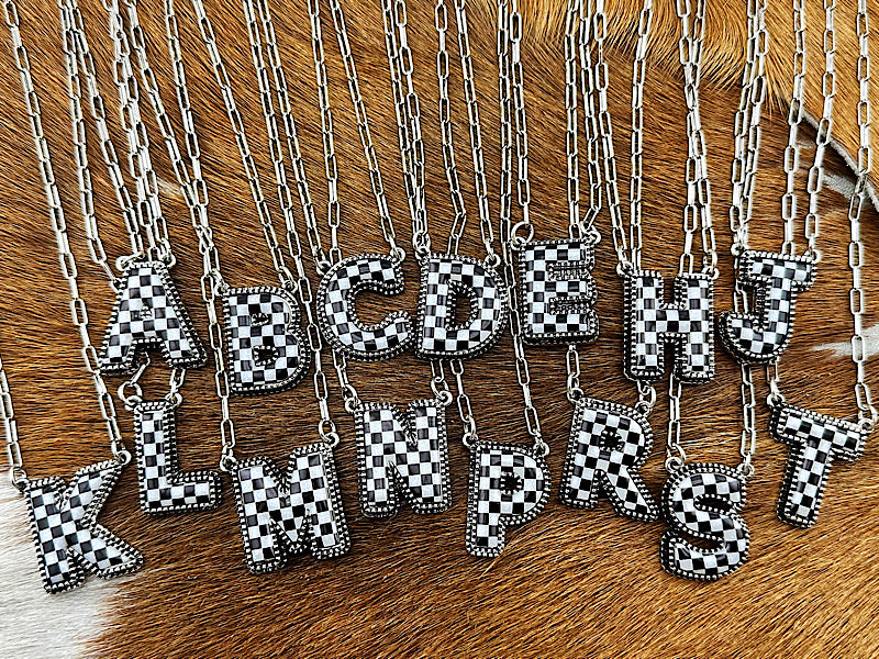 Checker Initial Necklace