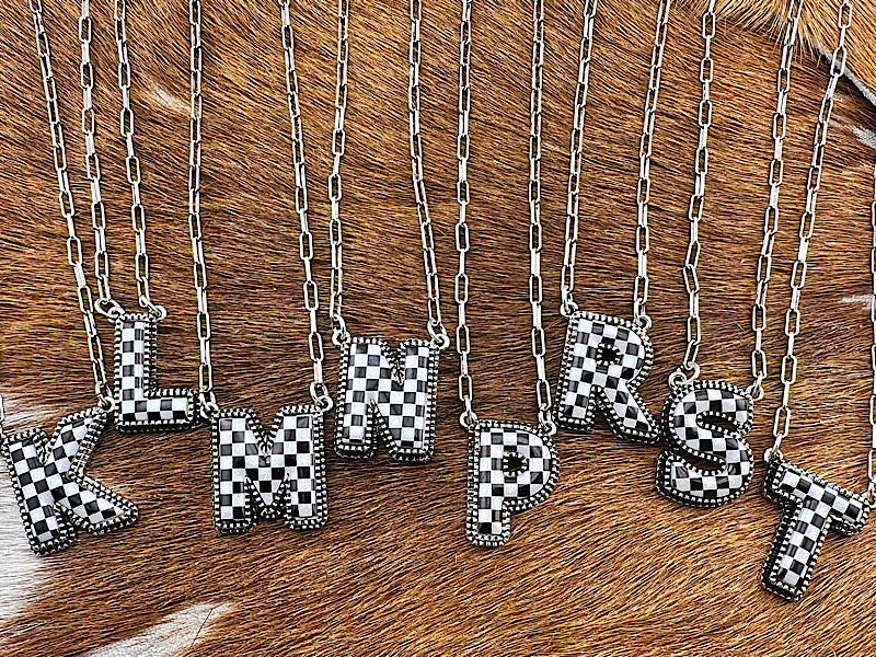 Checker Initial Necklace