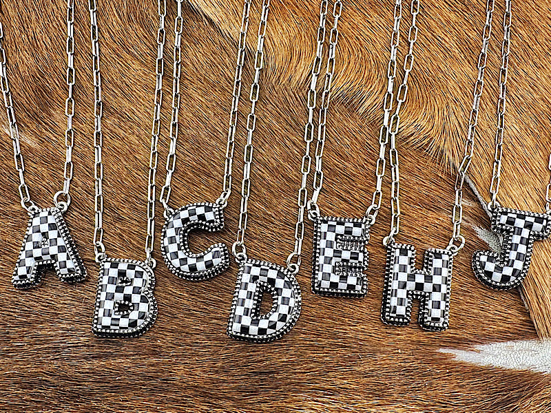 Checker Initial Necklace