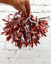 Red & Silver Hair/Wrist Pom