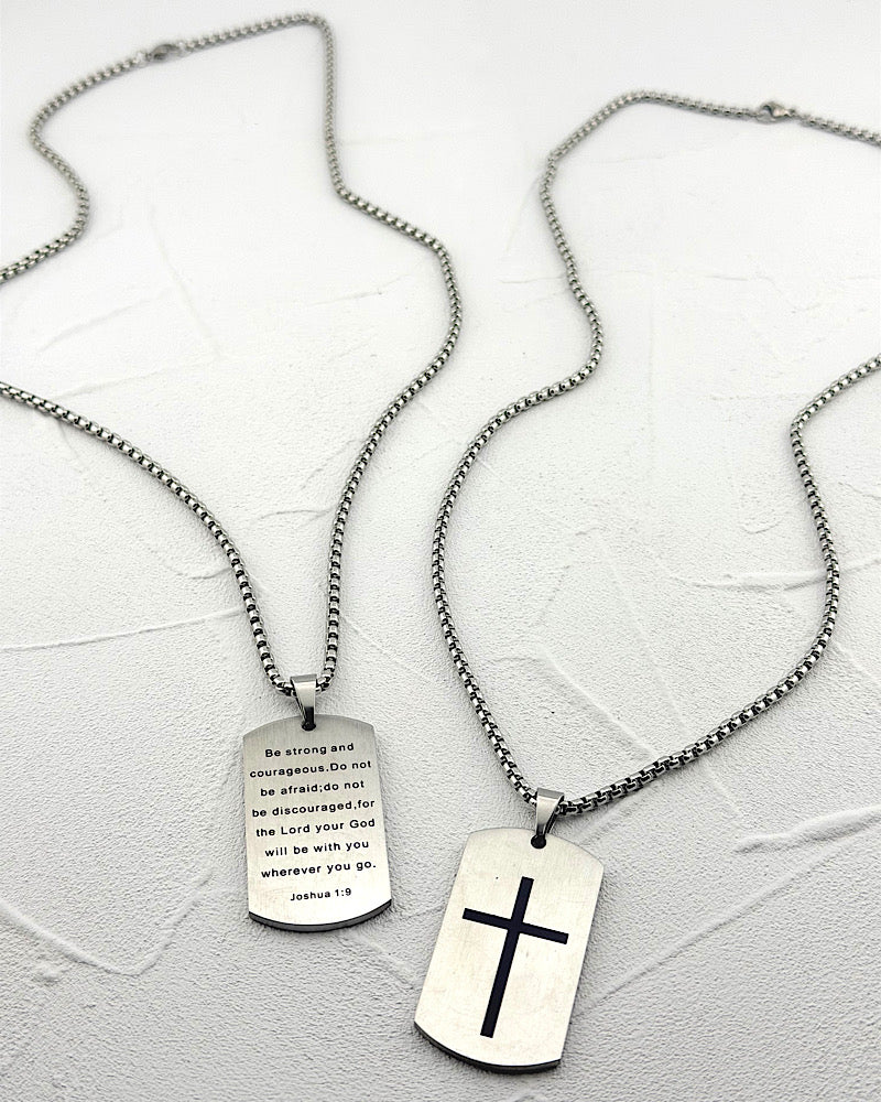 Strong & Courageous Dog Tag Necklace