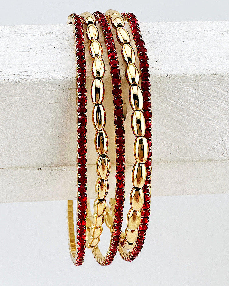 Chelsea 5pc Ruby Bracelet Stack
