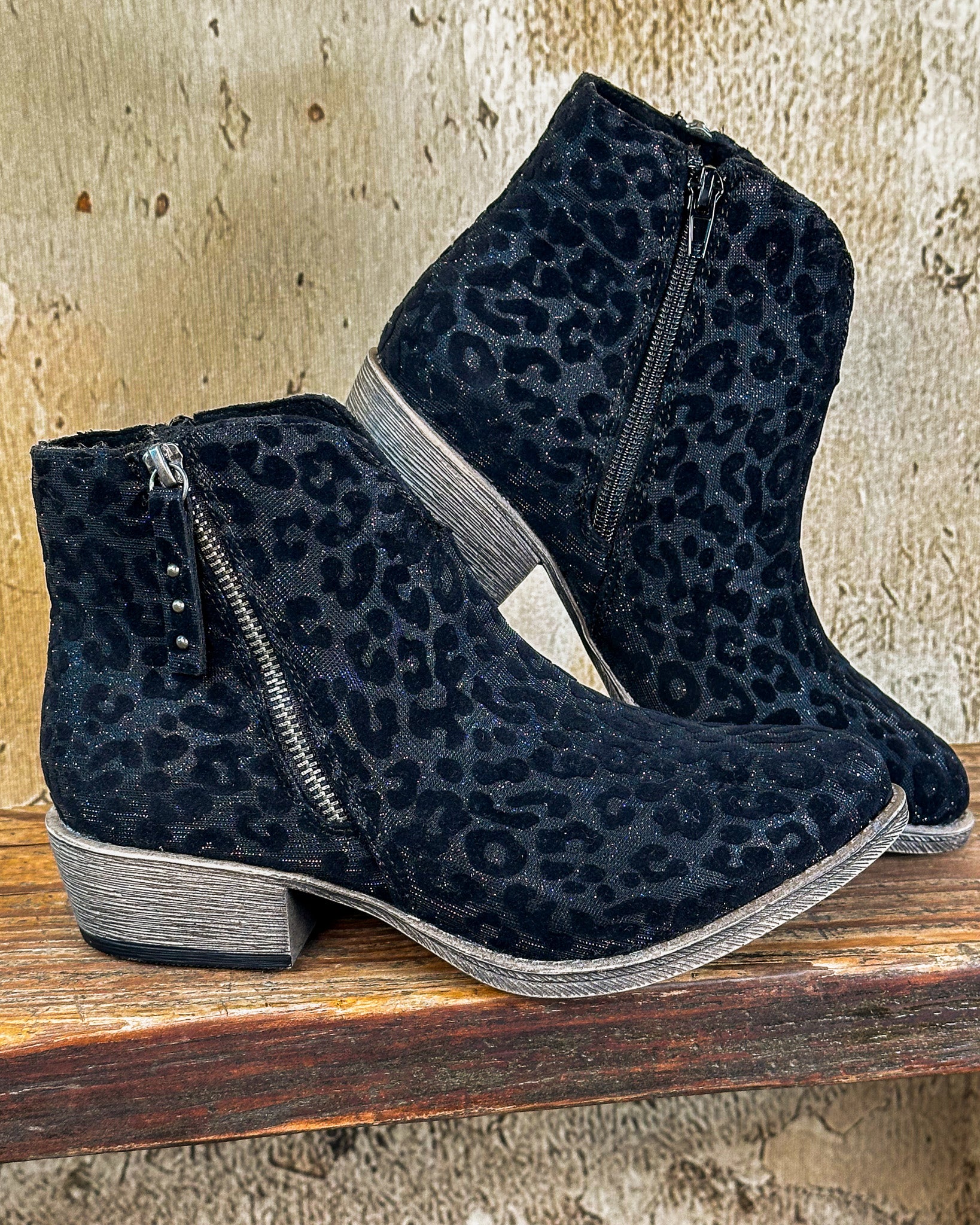 Charlie Black Leopard Booties