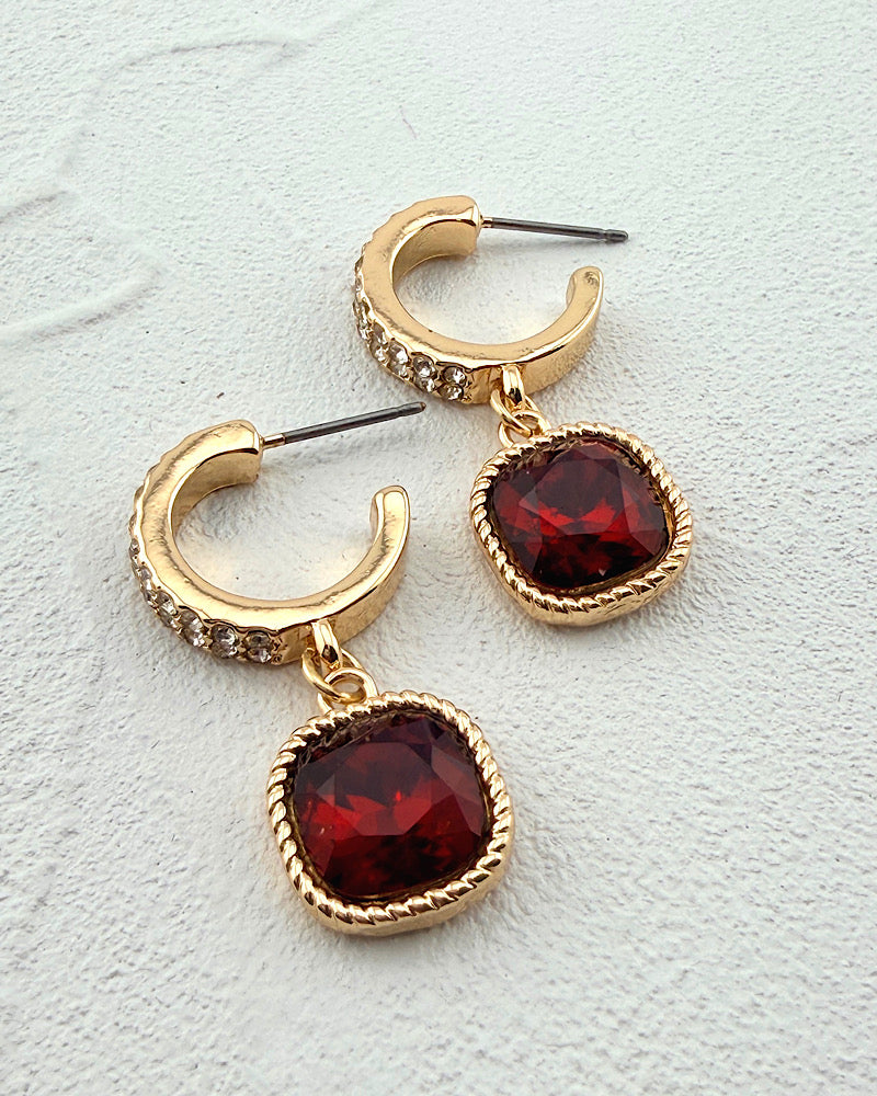 Fire & Ice Ruby Hoops