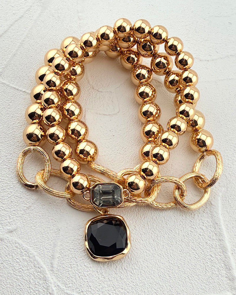 Girl On Fire Black 3pc Bracelet Stack