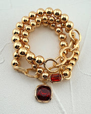 Girl On Fire Ruby 3pc Bracelet Stack