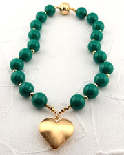 Heart Of Gold Green Necklace