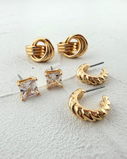 Center Stage Gold Earring Trio